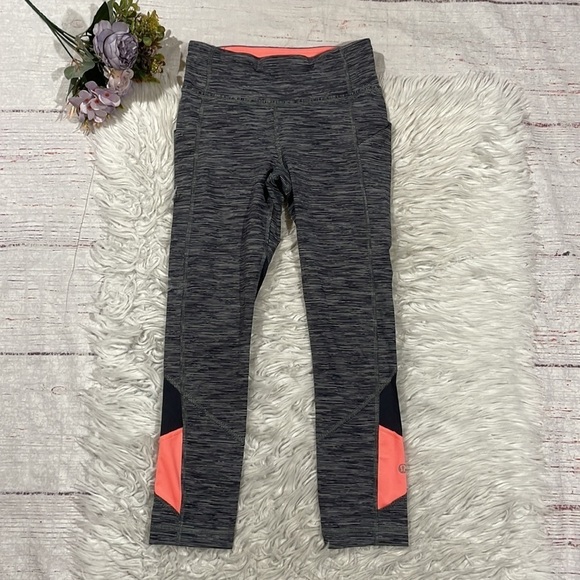 Lululemon Pace Rival Crop Wee Space Grapefruit Mid Rise Leggings - Picture 1 of 13